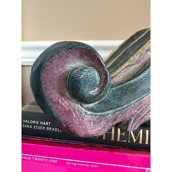 Vintage Wall Sconce Corbel Shelf solid wood Mexico blue burgundy 11x5” drape - Picture 9 of 16